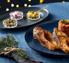 Marinovaný kapor s vegetariánskym tatárskym biftekom